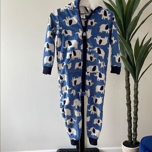 Carter's Fleece Blue and White Footies One Piece